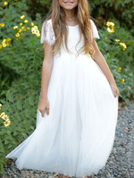Robe fille de fleur robe cérémonie boho fille manche courte