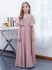 Robe Fille Fleur Mousseline Volants Col V Manches Courtes Rose Lotus