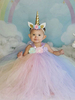 Robe Fille Licorne Robe de Princesse Costume Déguisements Halloween
