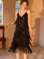 Robe Flapper Robes De Soirée Des Années 1920 Robe Semi-formelle Sans Manches À Col En V Frange