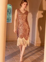 Robe Flapper Robes De Soirée Des Années 1920 Robe Semi-formelle Sans Manches À Franges Col En V Frange