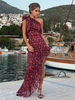 Robe fleurie à une épaule bordure à volants robe longue sexy à fente haute pour femme été 2025