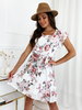 Robe Fleurie courte en polyester à manches courtes et imprimé floral noir