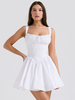 Robe Fleurie Courte Plissée Cintrée À Lacets Bretelles Élégant Automne