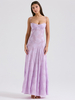 Robe Fleurie Longue À Bretelles Élégant Spaghetti À Lacets Sexy Soirée