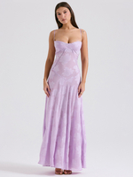 Robe Fleurie Longue À Bretelles Élégant Spaghetti À Lacets Sexy Soirée