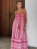 Robe Fleurie Longue Bohème Franges Bretelles Dos Nu Chic Printemps Longue