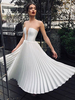 Robe Fluide Mi-longue en Plis Femme avec Epaule Dénudée Coupe Cintrée Bas Evasée Unicolore Robe de Soirée Robe Sexy