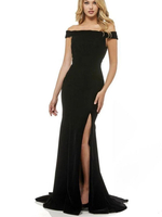Robe formelle pour femme noire dos nu en velours longueur au sol robe formelle fendue robes de potins