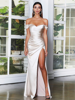 Robe fourreau à épaules dénudées fente haute dos nu sexy robes de bal de promo