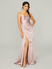Robe fourreau de demoiselle dhonneur longueur au sol fermeture éclair tissu satiné robe de soirée de mariage