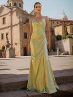 Robe fourreau de demoiselle dhonneur longueur au sol fermeture éclair tissu satiné robe de soirée de mariage