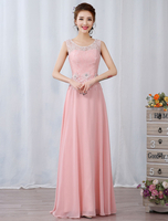 Robe Fête 2021 Robe longue de bal mousseline de soie rose Robes dentelle en perle robe formelle