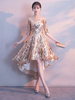 Robe Fête 2022 Robe de bal Courte et Légère mi-manches Robe en multicouche Asymétrique