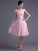 Robe fête de la rentrée A-ligne en chiffon rose de col bateau