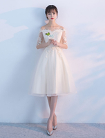 Robe fête de la rentrée A-ligne en tulle ivoire hors de l\