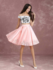 Robe fête de la rentrée A-ligne Tissu de satin rose clair hors de l