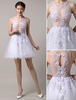 Robe fête de la rentrée en tulle blanc avec applique