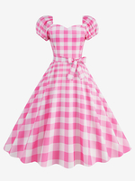 Robe Glamour rétro col en cœur manches bouffantes pois robes longues décontractées