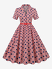 Robe Glamour rétro des années 1950 Style Audrey Hepburn col en V ceinture superposée manches courtes drapeau moyen robe Rockabilly