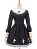Robe Gothic Lolita OP Black Cross Nun manches longues Lolita Robes One Piece Déguisements Halloween