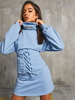Robe gothique bleu ciel clair à manches longues Robe rétro en coton
