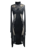 Robe Gothique Costume Déguisements Halloween Femme Noir Robe Longueueue À Manches Longues