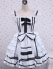 Robe Gothique de Lolita Blanche avec Nervures et Noeuds en Coton Déguisements Halloween