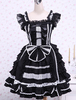 Robe Gothique de Lolita de Bandage Noire Sans Manches en Coton et Dentelle Déguisements Halloween
