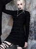 Robe gothique femme noire à manches longues en polyester Robe rétro