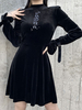 Robe gothique femme noire gothique coréenne velours manches longues robe rétro
