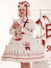 Robe gothique Infirmière Lolita OP Blanc Puffer Manches Longues Volants Polyester Lolita Robe Une Pièce