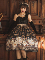Robe gothique Lolita JSK bordeaux sans manches en polyester jupe de pull décontractée"idienne robe Lolita foncée