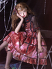 Robe gothique Lolita JSK bordeaux sans manches volants imprimé floral jupe pull Lolita