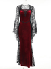 Robe Gothique Lolita Longue Sans Manches Color Block Dentelle Polyester Robe Maxi Maigre