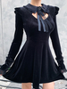Robe gothique Lolita OP à lacets noir manches longues robes une pièce Lolita