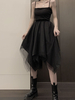 Robe gothique Lolita Op Black Open Open Sleepess sans manches Polyester Daily Casual Robe longue