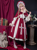 Robe gothique lolita OP bordeaux à manches longues dentelle polyester volants motif croisé robe lolita une pièce