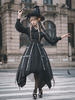 Robe gothique Lolita OP Ensemble de 4 pièces à manches longues en polyester Cummerbund Robe ras du cou Bowknot Robe noire Lolita Outfit