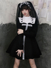 Robe Gothique Lolita OP Manches Longues Polyester Dentelle Robe Lolita Noire Blanche Une Pièce