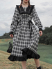 Robe gothique Lolita OP Robe à carreaux à manches longues Lolita une pièce