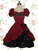 Robe gothique Lolita OP Robe en dentelle une pièce Lolita avec nœud à volants Déguisements Halloween