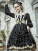 Robe gothique Lolita OP sept péchés capitaux cupidité noir en cascade volants bowknots Neverland imprimé floral foncé Lolita robes une pièce