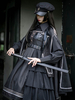 Robe gothique Lolita OP Style militaire 4 pièces ensemble à volants cape robe chemise chapeau gothique ensemble Lolita