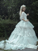 Robe gothique Lolita OP volants imprimé floral manches courtes robes blanches Lolita une pièce
