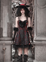 Robe Gothique Lolita Plumes Dentelle Noire JSK