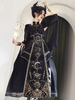 Robe gothique Lolita sans manches en patchwork noir or