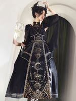 Robe gothique Lolita sans manches en patchwork noir or