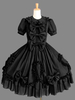 Robe gothique Loltia OP Robe noire une pièce Lolita à manches courtes et à volants Déguisements Halloween
