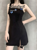 Robe gothique noire à une épaule pour femme Robe rétro gothique en coton